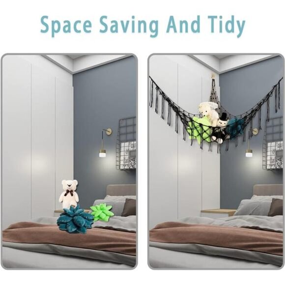 Boho Stuffed Animals Net or Hammock Large,55 inch Toy Hammock Macrame Stuff - Picture 6 of 7